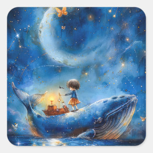 Sticker Carré Imaginaire baleine