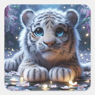 Sticker Carré Imaginaire Bébé blanc Tigre mou