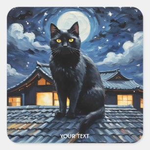 Sticker Carré Imaginaire Belle étoile de nuit Chat