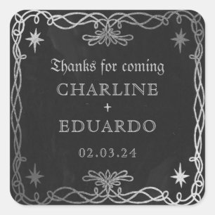 Sticker Carré Imaginaire céleste gothique Mariage ivoire argent