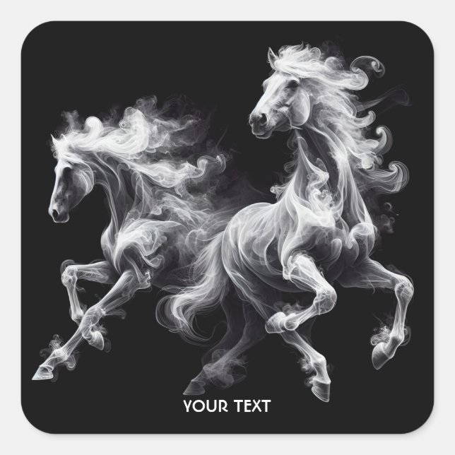 Sticker Carré Imaginaire Chevaux mignons Fumer Ascent (Devant)
