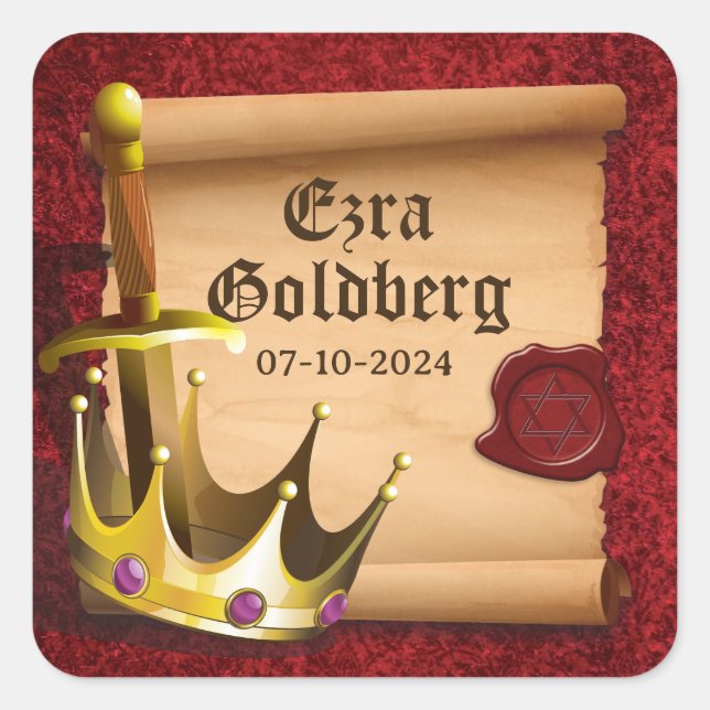 Sticker Carré Imaginaire Couronne Épée Chevalier Médiéval Bar Mi (Devant)