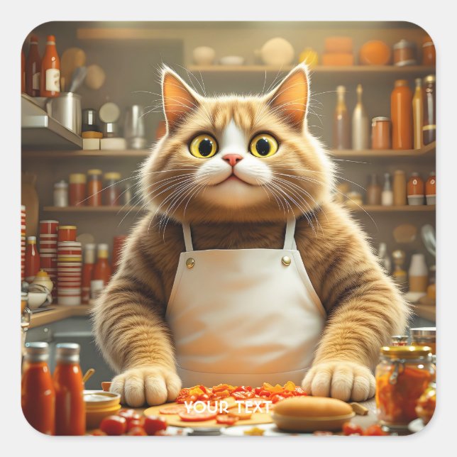 Sticker Carré Imaginaire Cute Big Eyes Chat (Devant)