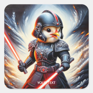 Sticker Carré Imaginaire Cute Brave Chicken Warrier