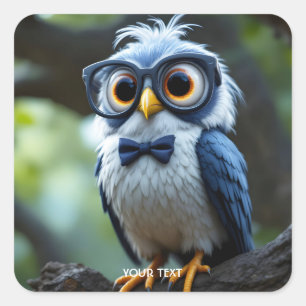 Sticker Carré Imaginaire Cute Chouette lunettes Bow