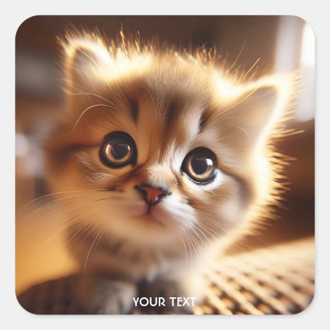 Sticker Carré Imaginaire Cute Closeup Petit Kitten (Devant)