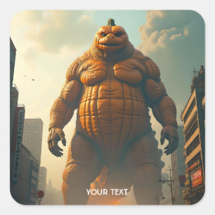 Sticker Carré Imaginaire Cute Giant Citrouille City