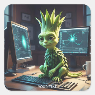 Sticker Carré Imaginaire Cute Leek Artichoke Alien