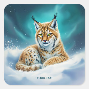 Sticker Carré Imaginaire Cute Lynx Cub hiver
