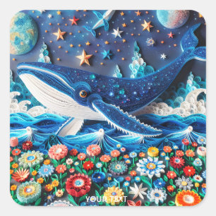 Sticker Carré Imaginaire Cute Papier Fleurs de baleine