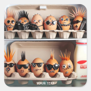 Sticker Carré Imaginaire Cute Punk Oeufs Lait