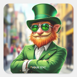 Sticker Carré Imaginaire Cute Sharp habillé Leprechaun