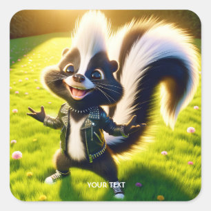 Sticker Carré Imaginaire Cute Skunk Punk Style
