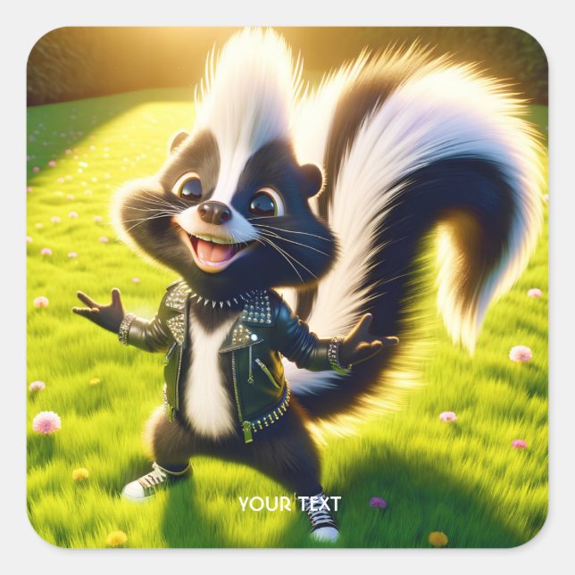 Sticker Carré Imaginaire Cute Skunk Punk Style (Devant)