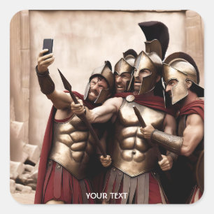 Sticker Carré Imaginaire Cute Spartan Guerriers Selfie
