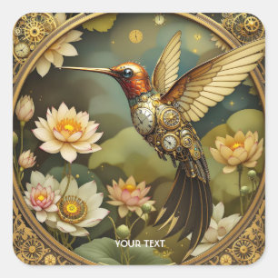 Sticker Carré Imaginaire Cute Steampunk Horloge d'oiseaux