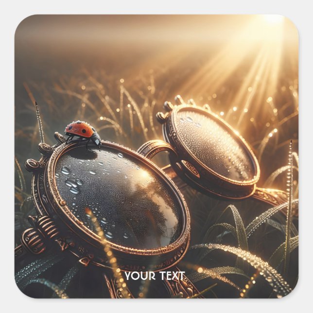 Sticker Carré Imaginaire Cute Steampunk Lunettes rondes (Devant)