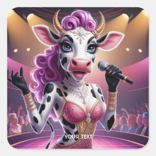 Sticker Carré Imaginaire Cute Superbe Vache Popstar