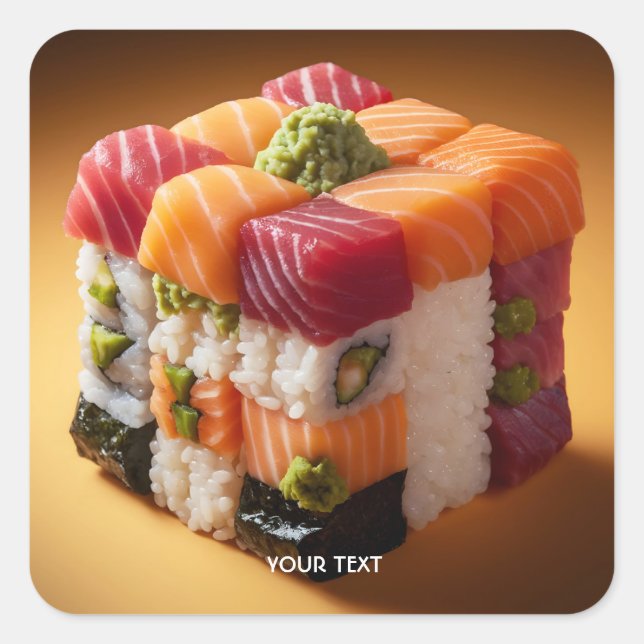 Sticker Carré Imaginaire Cute Sushi Petit Cube (Devant)