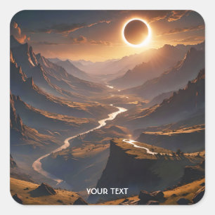 Sticker Carré Imaginaire Cute Valley Solar Eclipse