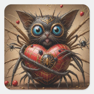 Sticker Carré Imaginaire de chat Spider
