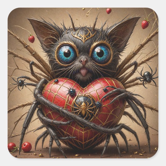 Sticker Carré Imaginaire de chat Spider (Devant)