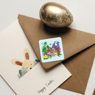 Sticker Carré Imaginaire de nid de bébé dragon