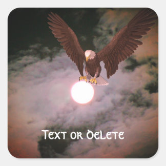 Sticker Carré Imaginaire de Pleine lune de l'aigle chauve person