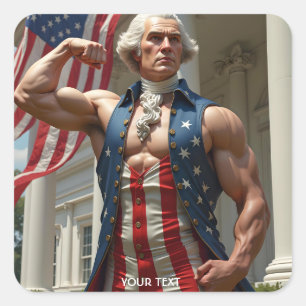 Sticker Carré Imaginaire Drapeau mignon Homme fort