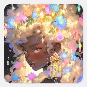 Sticker Carré Imaginaire femme Art Africain Américain