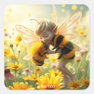 Sticker Carré Imaginaire Fleurs d'abeilles mignonnes Kiss