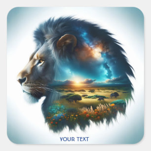 Sticker Carré Imaginaire Fleurs mignonnes Désert du Lion