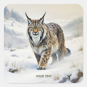 Sticker Carré Imaginaire Lynx doux neige hivernale