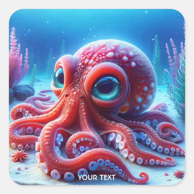 Sticker Carré Imaginaire Mare Rouge octopus (Devant)
