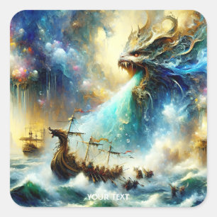 Sticker Carré Imaginaire Mauvaise tempête Navire maritime