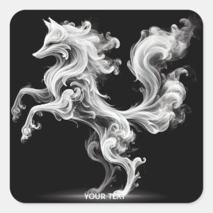 Sticker Carré Imaginaire mignon blanc Fumée Fox
