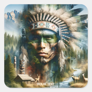 Sticker Carré Imaginaire mignon brave brave guerrier