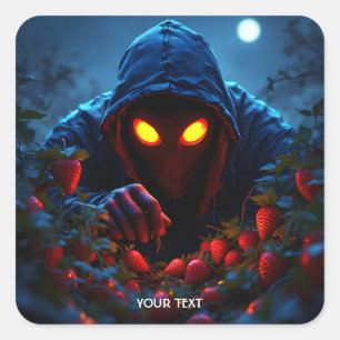 Sticker Carré Imaginaire mignon fraise effrayante homme