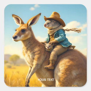 Sticker Carré Imaginaire mignon Wombat Kangaroo Koala