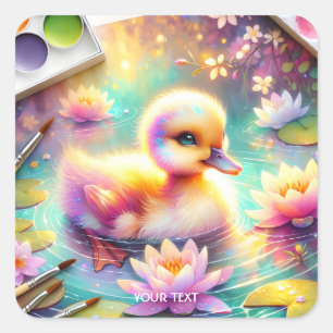 Sticker Carré Imaginaire mignonne Bébé Fleurs de canard