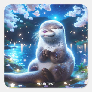Sticker Carré Imaginaire Mignonne Bonne Nuit Otter