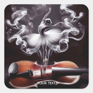 Sticker Carré Imaginaire Mignonne Danser Ballerina Violon