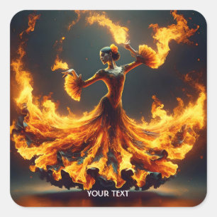 Sticker Carré Imaginaire Mignonne Flamenco Fille Danser