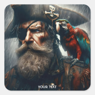 Sticker Carré Imaginaire Mignonne pluie Capitaine Pirate