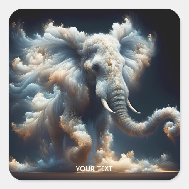 Sticker Carré Imaginaire Mignons Nuages Eléphant Fumée (Devant)