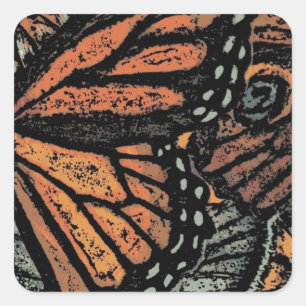 Sticker Carré Imaginaire papillon orange art abstrait