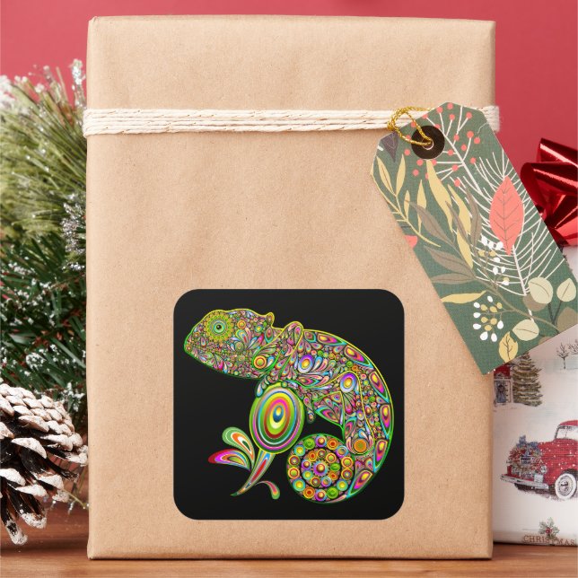 Sticker Carré Imaginaire psychédélique de Chameleon (vacances)