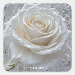 Sticker Carré Imaginaire Rose blanche mignonne gouttes