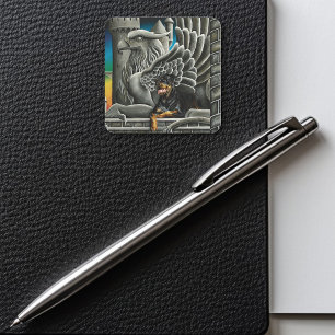 Sticker Carré Imaginaire Rottweiler Chien Gargoyle