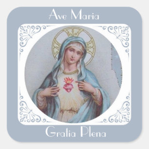 Sticker Carré Immaculée vintage et coeur triste de Marie